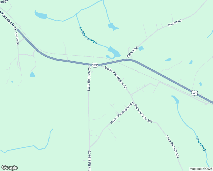 map of restaurants, bars, coffee shops, grocery stores, and more near 5130 Baxter Kennington Road in Kershaw