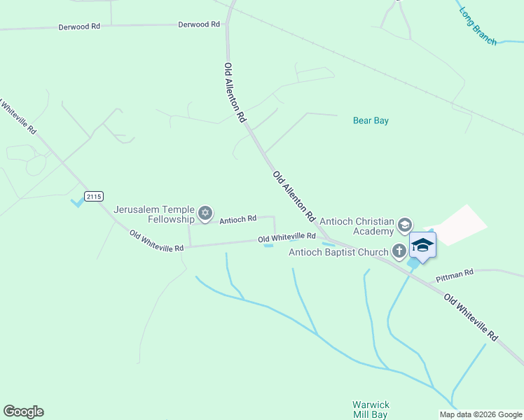 map of restaurants, bars, coffee shops, grocery stores, and more near 46 Antioch Road in Lumberton