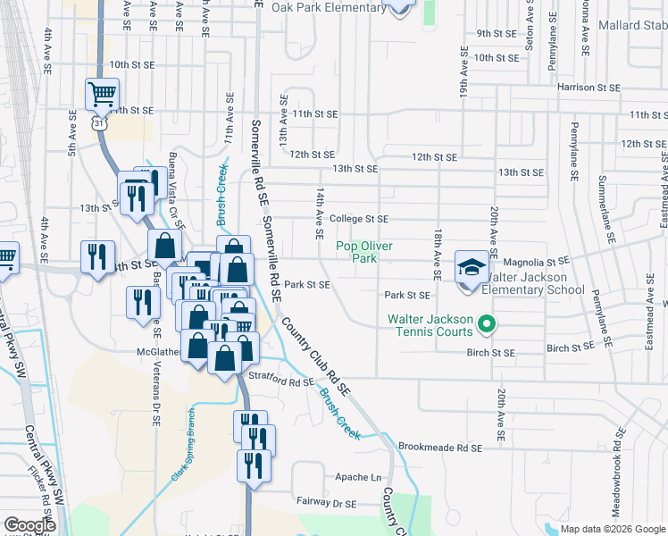 map of restaurants, bars, coffee shops, grocery stores, and more near 1501 Magnolia Street Southeast in Decatur
