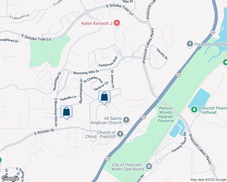 map of restaurants, bars, coffee shops, grocery stores, and more near 1969 Boardwalk Avenue in Prescott