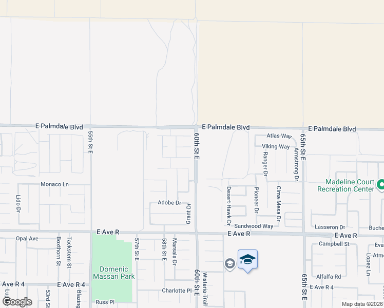 map of restaurants, bars, coffee shops, grocery stores, and more near 5917 East Avenue Q-10 in Palmdale