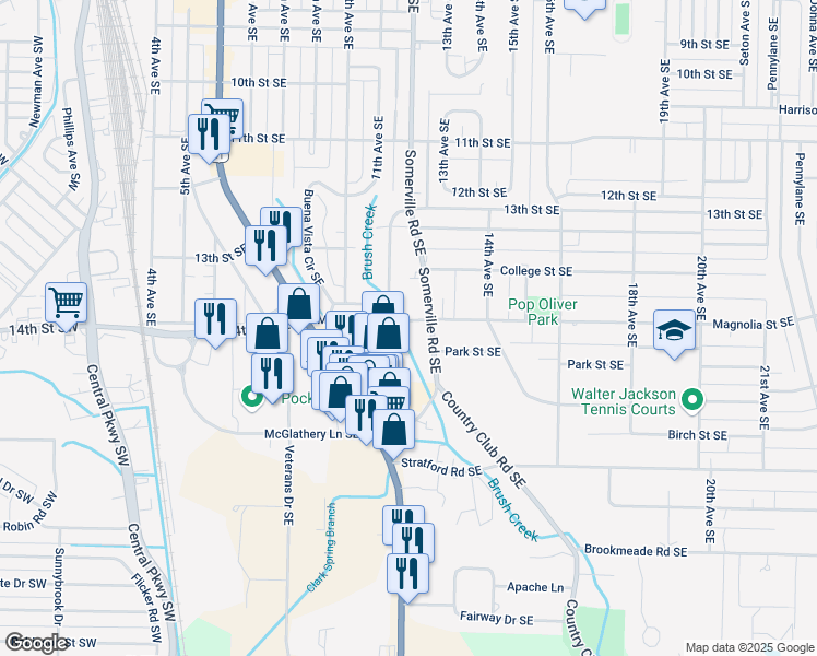 map of restaurants, bars, coffee shops, grocery stores, and more near 1117 Magnolia Street Southeast in Decatur