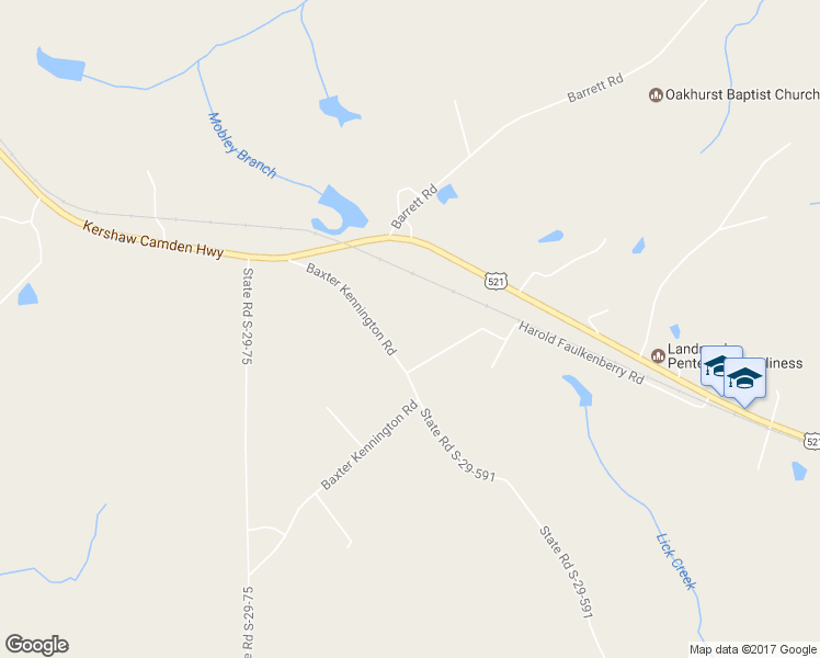 map of restaurants, bars, coffee shops, grocery stores, and more near 5217 Baxter Kennington Road in Kershaw