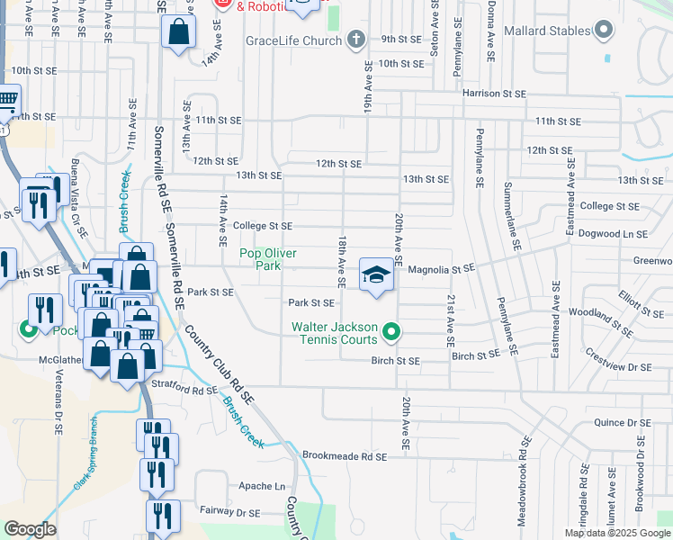 map of restaurants, bars, coffee shops, grocery stores, and more near 1627 Magnolia Street Southeast in Decatur