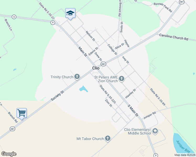 map of restaurants, bars, coffee shops, grocery stores, and more near 402-504 State Road S-35-225 in Clio