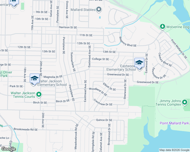 map of restaurants, bars, coffee shops, grocery stores, and more near 2307 Greenwood Drive Southeast in Decatur