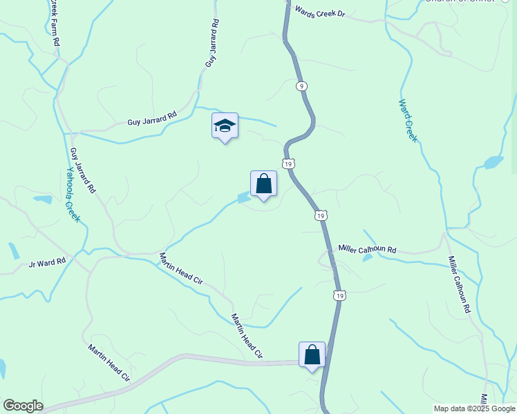 map of restaurants, bars, coffee shops, grocery stores, and more near 188 Hidden Cove Road in Dahlonega