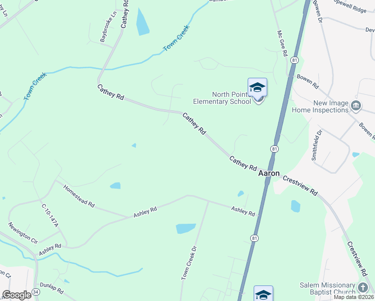 map of restaurants, bars, coffee shops, grocery stores, and more near 512 Cathey Road in Anderson