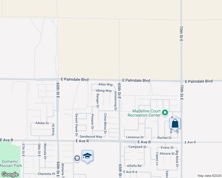 map of restaurants, bars, coffee shops, grocery stores, and more near 6419 Viking Way in Palmdale