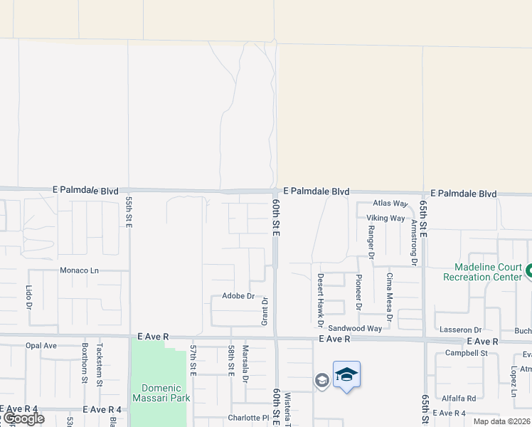 map of restaurants, bars, coffee shops, grocery stores, and more near 5917 East Avenue Q-10 in Palmdale
