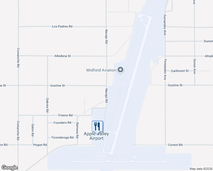 map of restaurants, bars, coffee shops, grocery stores, and more near Gustine Street in Apple Valley