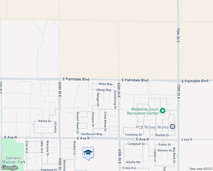 map of restaurants, bars, coffee shops, grocery stores, and more near 6354 Atlas Way in Palmdale
