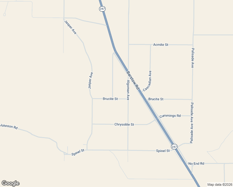 map of restaurants, bars, coffee shops, grocery stores, and more near Brucite Street in San Bernardino County