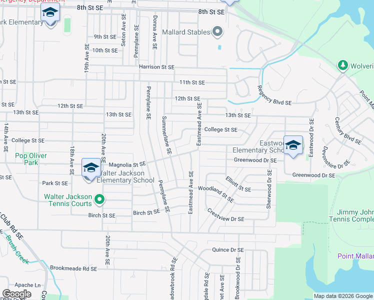 map of restaurants, bars, coffee shops, grocery stores, and more near 2205 College Street Southeast in Decatur