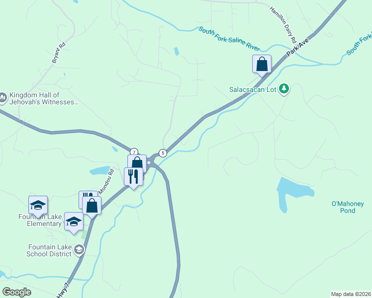 map of restaurants, bars, coffee shops, grocery stores, and more near 4800 Park Avenue in Fountain Lake