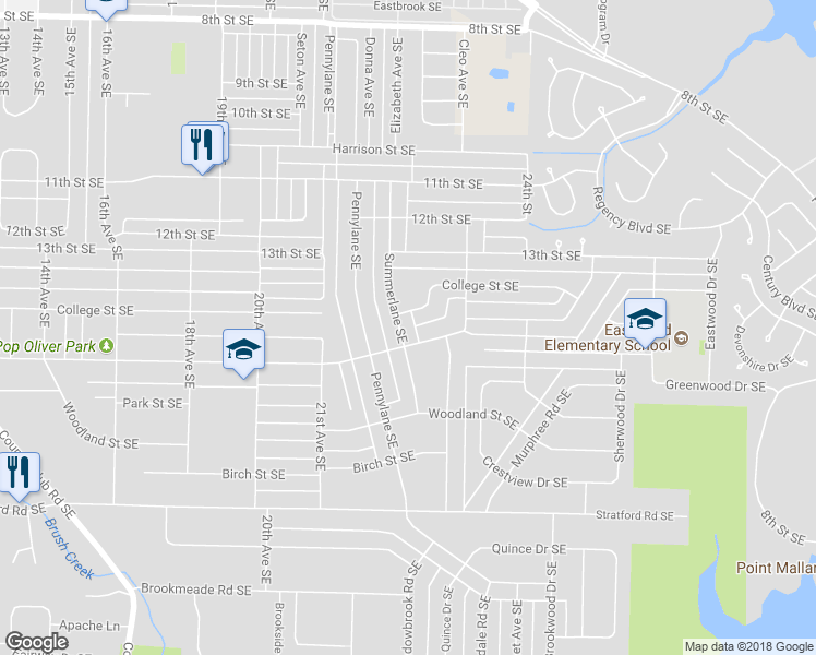 map of restaurants, bars, coffee shops, grocery stores, and more near 1714 Summerlane Southeast in Decatur