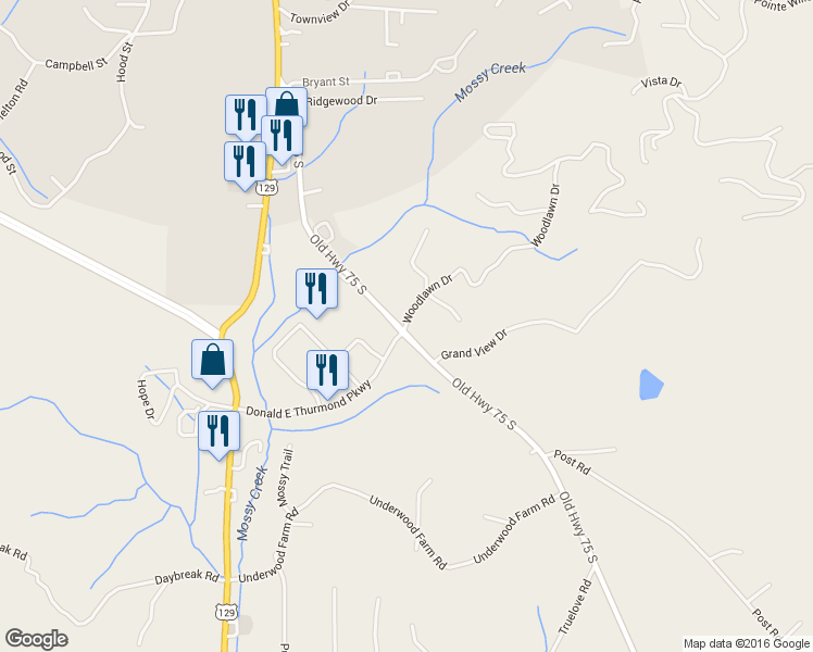map of restaurants, bars, coffee shops, grocery stores, and more near 44 Woodlawn Drive in Cleveland