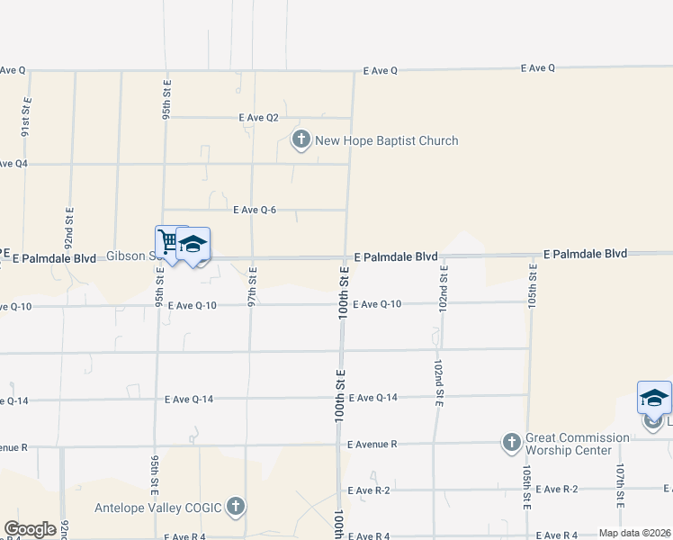 map of restaurants, bars, coffee shops, grocery stores, and more near 100 East Palmdale Boulevard in Palmdale