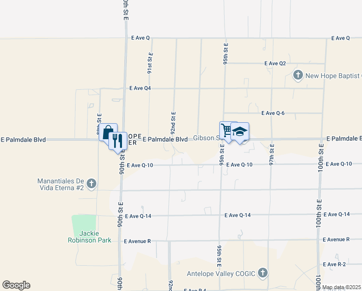 map of restaurants, bars, coffee shops, grocery stores, and more near East Palmdale Boulevard in Juniper Hills