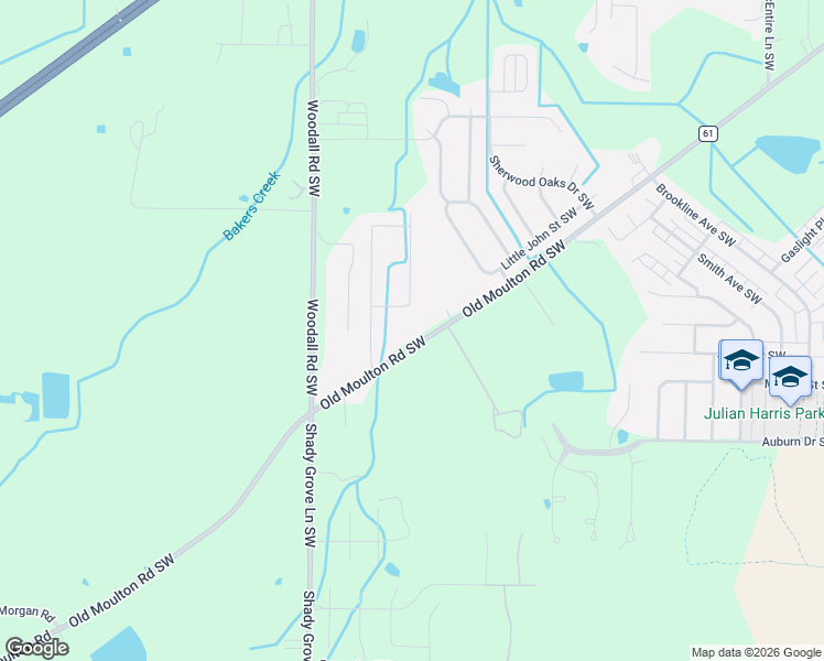 map of restaurants, bars, coffee shops, grocery stores, and more near 2936 Legacy Drive Southwest in Decatur