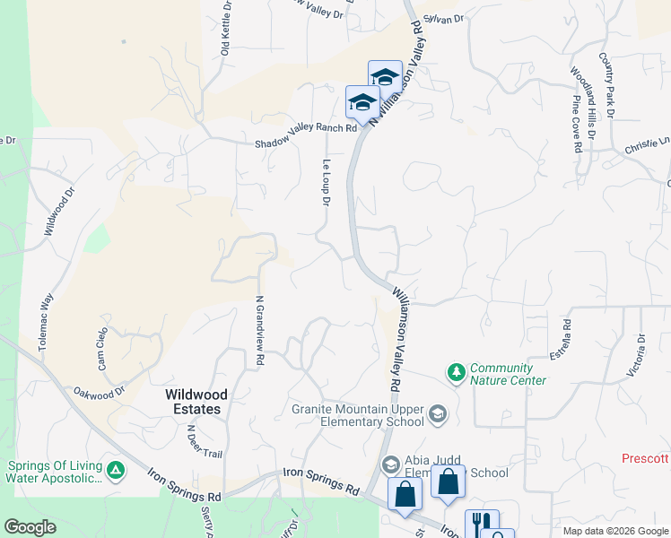 map of restaurants, bars, coffee shops, grocery stores, and more near 2110 Burlwood Drive in Prescott