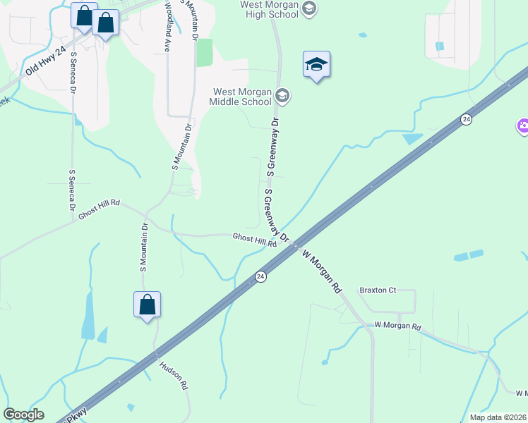 map of restaurants, bars, coffee shops, grocery stores, and more near 51 South Greenway Drive in Trinity