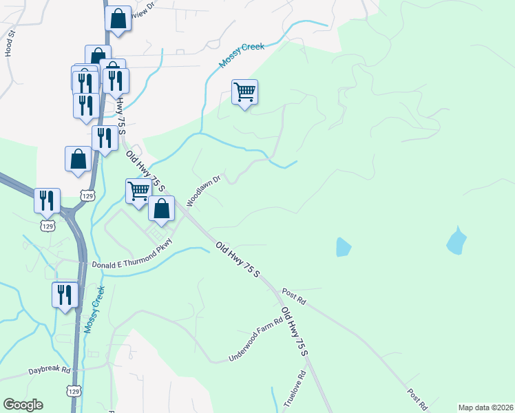 map of restaurants, bars, coffee shops, grocery stores, and more near 221 Grand View Drive in Cleveland