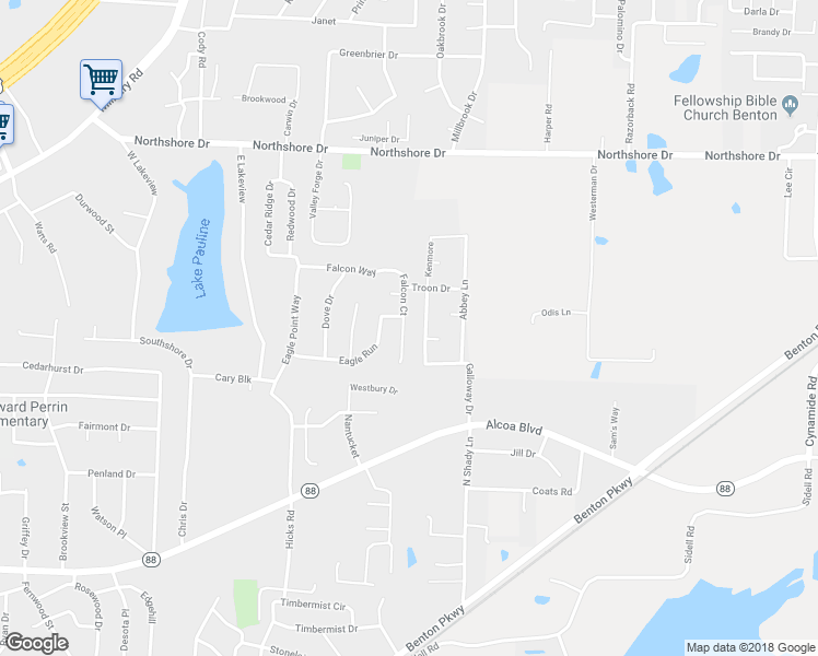 map of restaurants, bars, coffee shops, grocery stores, and more near 2910 Falcon Court in Benton