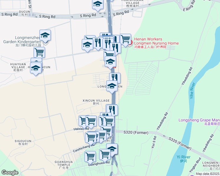 map of restaurants, bars, coffee shops, grocery stores, and more near in Luoyang