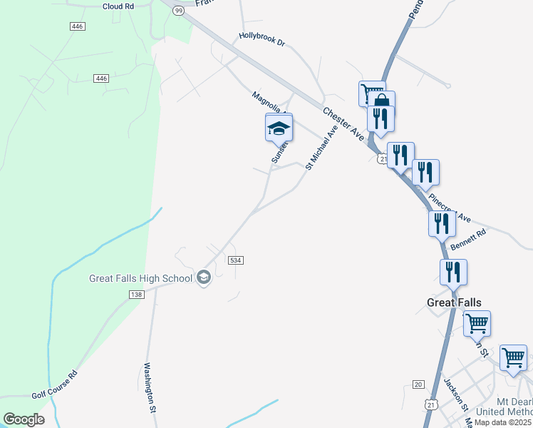 map of restaurants, bars, coffee shops, grocery stores, and more near 227 Saint Michael Avenue in Great Falls