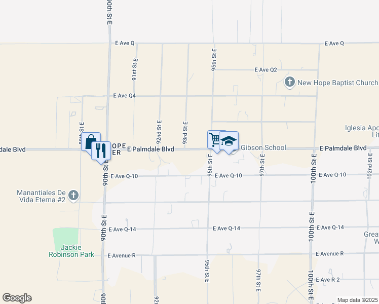 map of restaurants, bars, coffee shops, grocery stores, and more near East Palmdale Boulevard in Juniper Hills