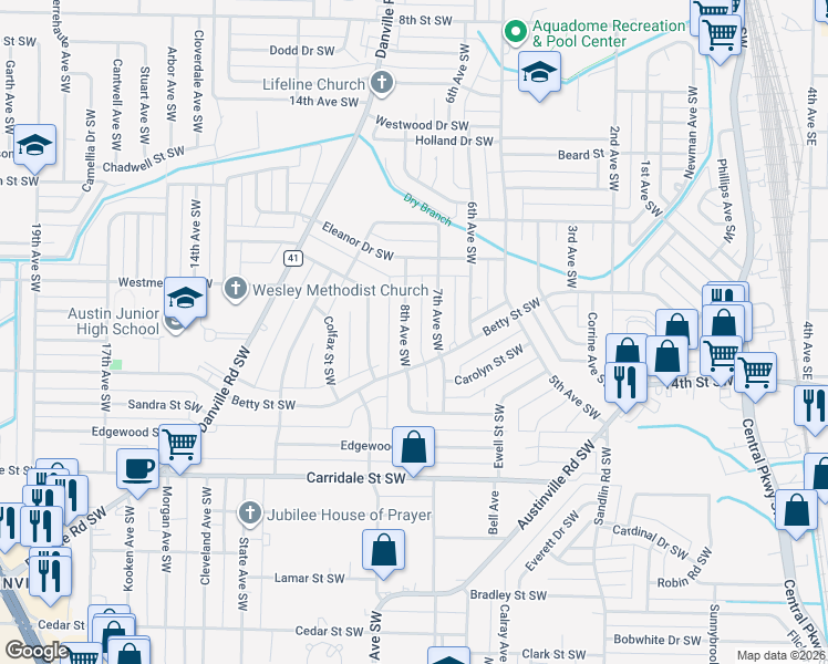map of restaurants, bars, coffee shops, grocery stores, and more near 1616 8th Ave SW in Decatur