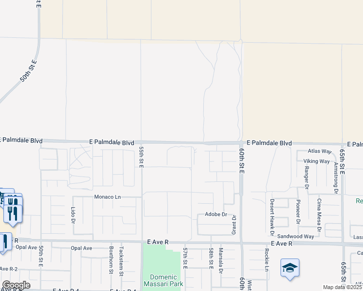 map of restaurants, bars, coffee shops, grocery stores, and more near East Palmdale Boulevard in Palmdale