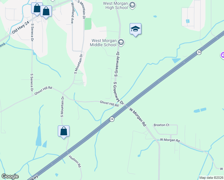 map of restaurants, bars, coffee shops, grocery stores, and more near 51 South Greenway Drive in Trinity