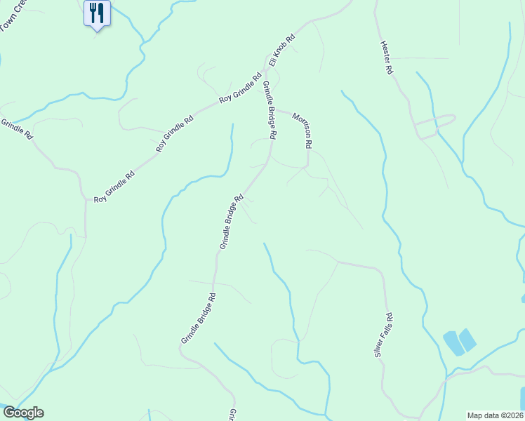 map of restaurants, bars, coffee shops, grocery stores, and more near 1562 Grindle Bridge Road in Dahlonega