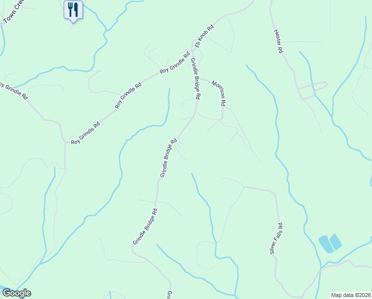 map of restaurants, bars, coffee shops, grocery stores, and more near 1562 Grindle Bridge Road in Dahlonega