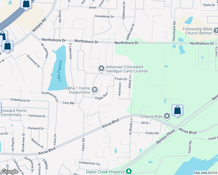 map of restaurants, bars, coffee shops, grocery stores, and more near 2902 Eagle Run in Benton