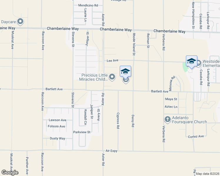 map of restaurants, bars, coffee shops, grocery stores, and more near 10551 Chevron Court in Adelanto