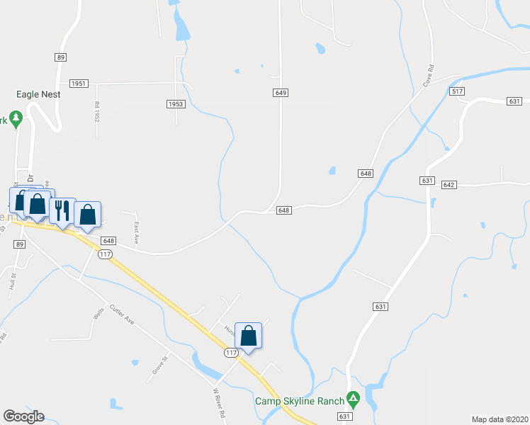 map of restaurants, bars, coffee shops, grocery stores, and more near 611 Cove Road in Mentone