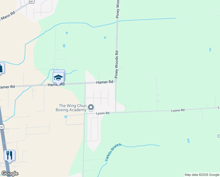map of restaurants, bars, coffee shops, grocery stores, and more near 103 Fire Fly Lane in Owens Cross Roads