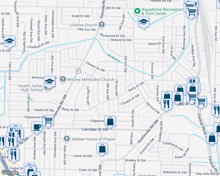 map of restaurants, bars, coffee shops, grocery stores, and more near 1616 8th Avenue Southwest in Decatur