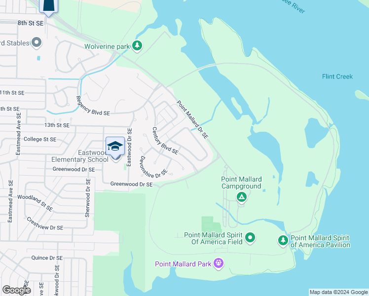 map of restaurants, bars, coffee shops, grocery stores, and more near 1517 Blackhall Lane Southeast in Decatur