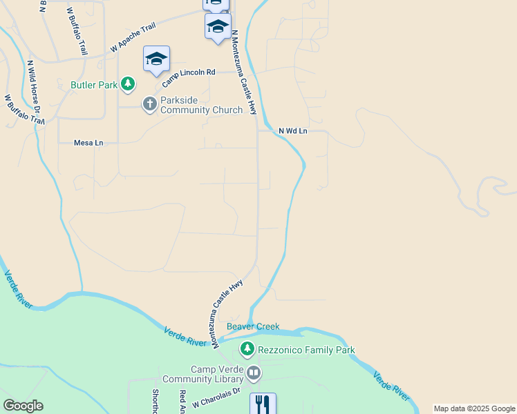 map of restaurants, bars, coffee shops, grocery stores, and more near 867 Montezuma Castle Highway in Camp Verde