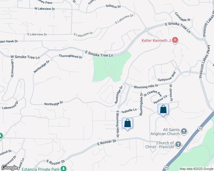 map of restaurants, bars, coffee shops, grocery stores, and more near 1270 Pebble Springs in Prescott