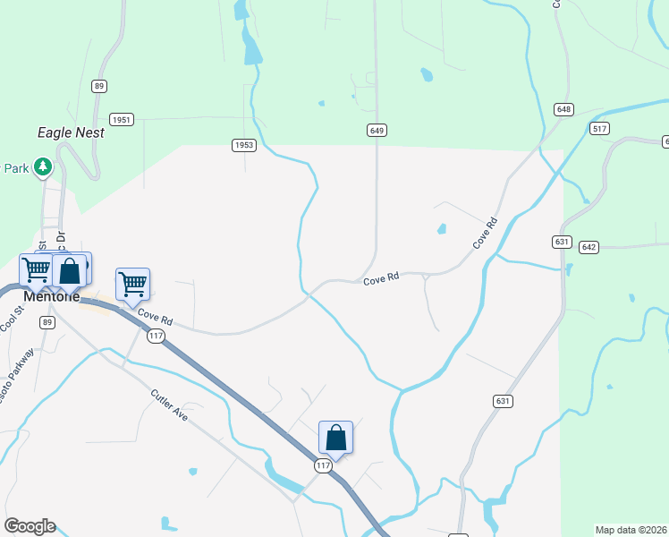 map of restaurants, bars, coffee shops, grocery stores, and more near 611 Cove Road in Mentone