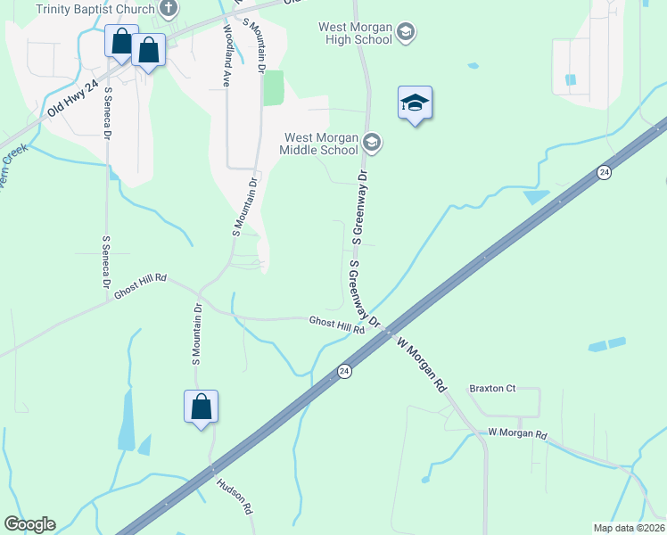 map of restaurants, bars, coffee shops, grocery stores, and more near 76 Hawthorn Way in Trinity