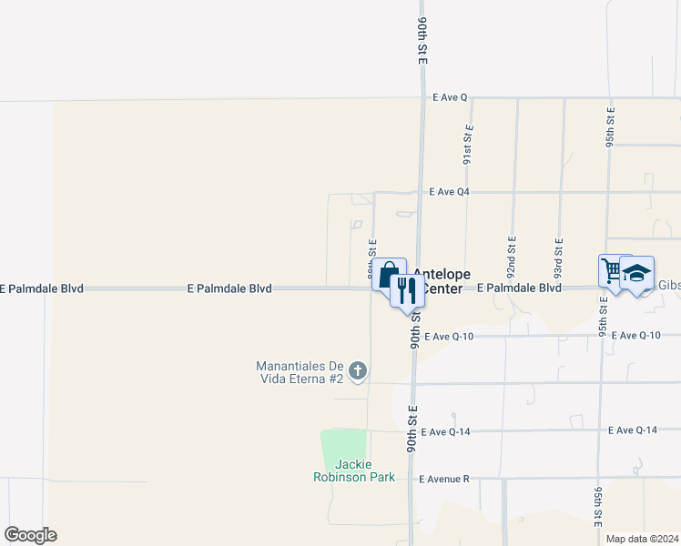 map of restaurants, bars, coffee shops, grocery stores, and more near 87th Street East in Littlerock