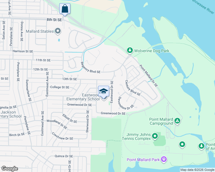 map of restaurants, bars, coffee shops, grocery stores, and more near 2607 13th Street Southeast in Decatur