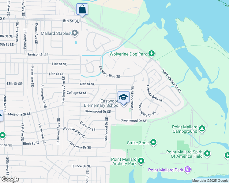 map of restaurants, bars, coffee shops, grocery stores, and more near 2522 Sherwood Drive Southeast in Decatur