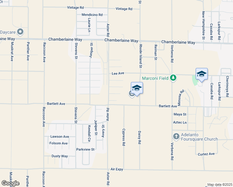 map of restaurants, bars, coffee shops, grocery stores, and more near 10543 Florence Court in Adelanto